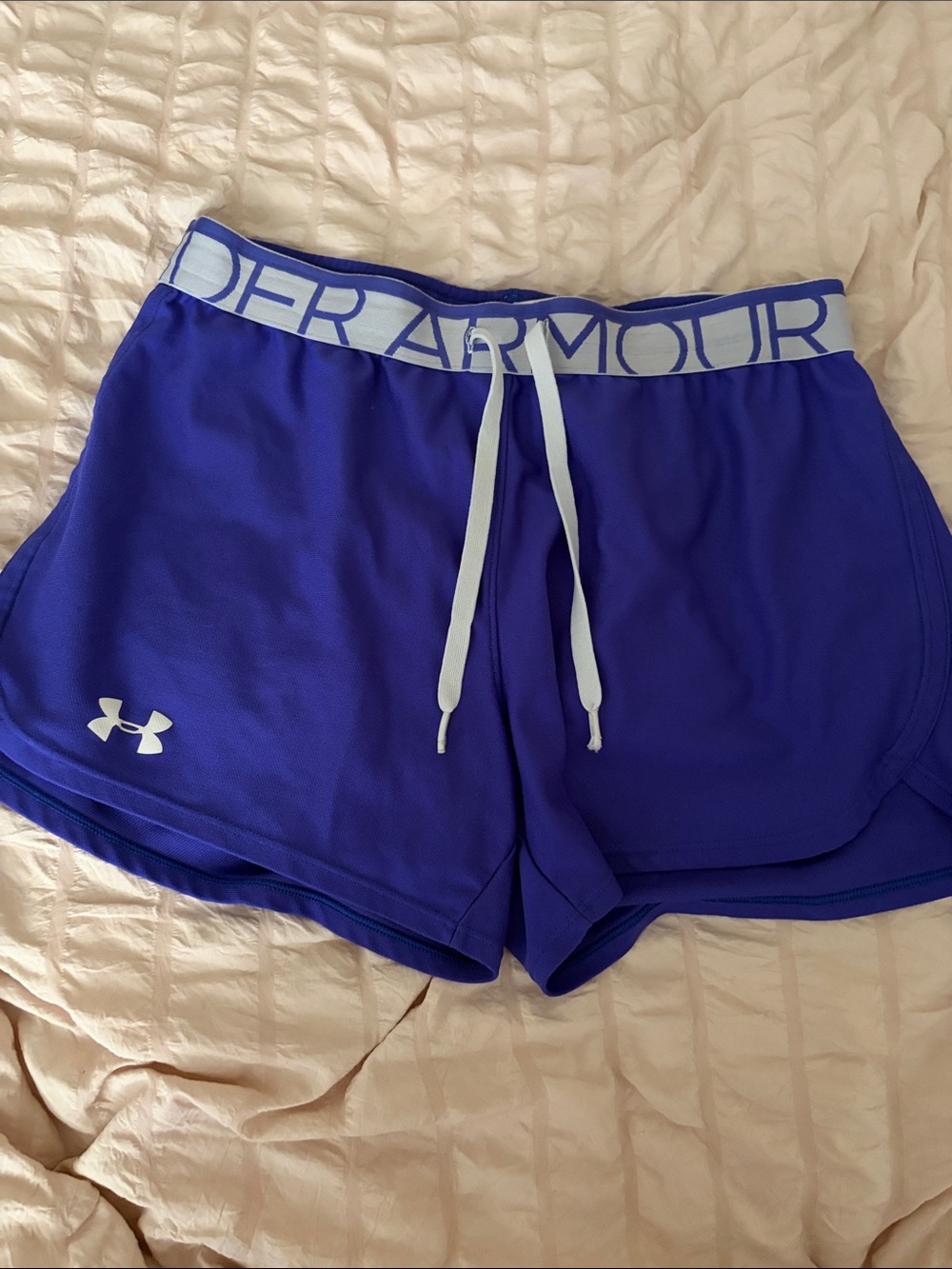 Under Armour Women's purple Athletic Shorts with grey Waistband